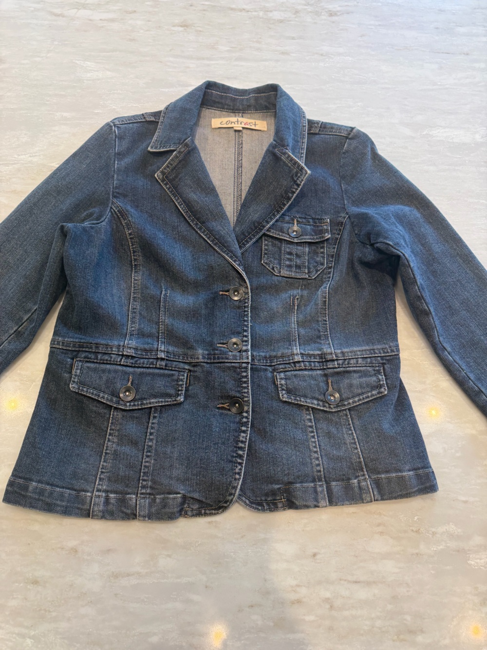 Dark Wash Denim Jacket - Classic Button Front
